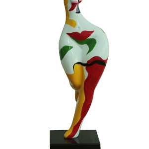 Statue femme bras en l'air et peinture abstraite H61 cm - WOMAN FACE