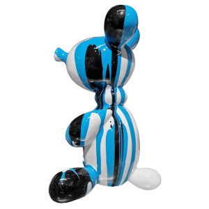 Statuette nounours balloon blanc noir et bleu H17 cm - LOTSO DRIPS 01
