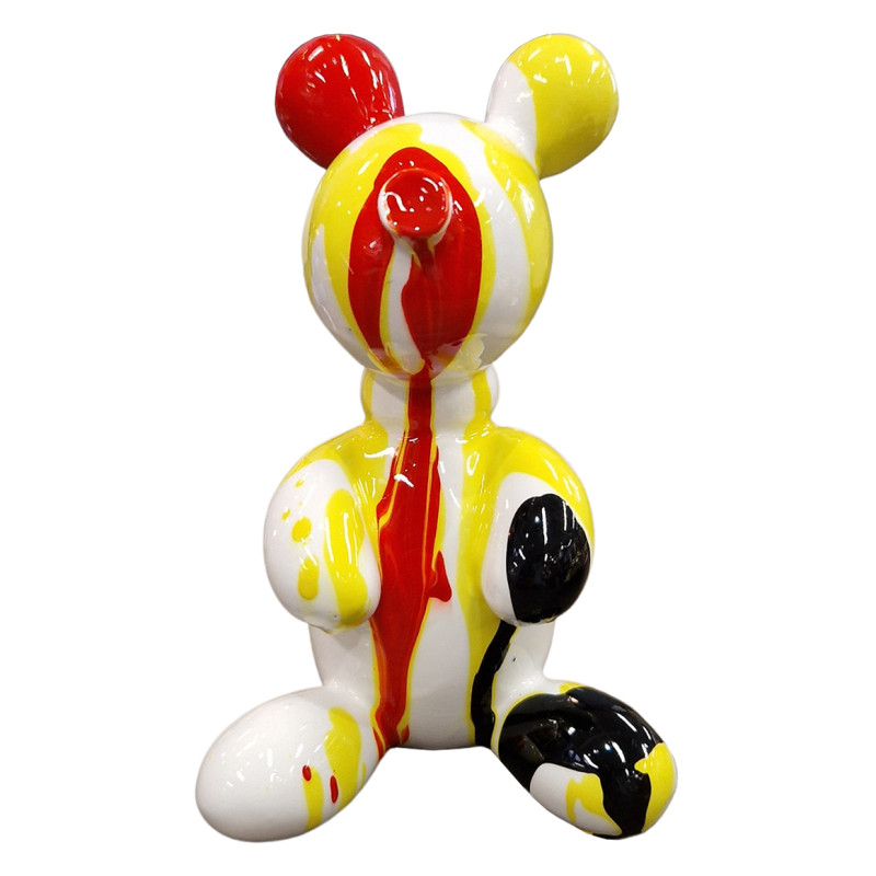 Statuette nounours balloon blanc rouge jaune H13 cm - LOTSO DRIPS 02