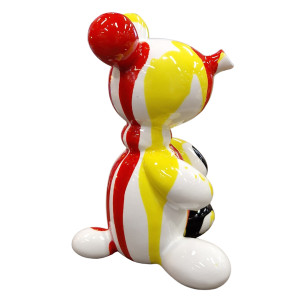 Statuette nounours balloon blanc rouge jaune H13 cm - LOTSO DRIPS 02