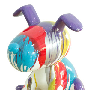 Statue chien assis avec coulures multicolores H25 cm - SNOOP DRIPS