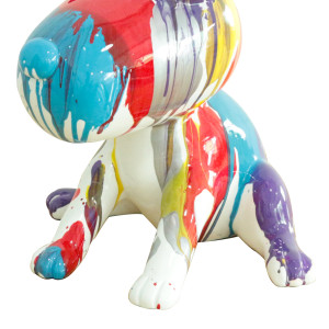 Statue chien assis avec coulures multicolores H25 cm - SNOOP DRIPS