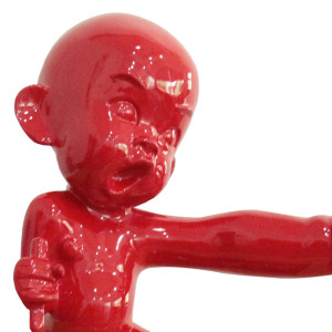 Statue bébé position de karaté en résine rouge H49 cm - JACK