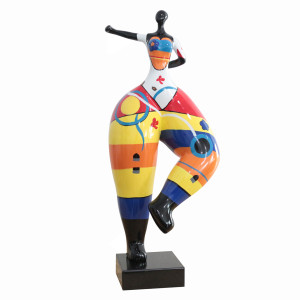 Statue femme bras tendu peintures multicolores H68 cm - FRAUEN