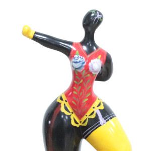 Statue femme bras tendu peintures multicolores H34 cm - FRAUEN CIRCUS