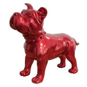 Statue chien staffordshire bull terrier rouge laqué H48 cm - SILVA