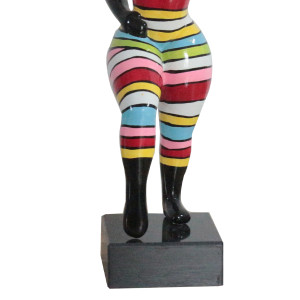 Statue femme pose mannequin rayures multicolores H35 cm - LADY STRIPE