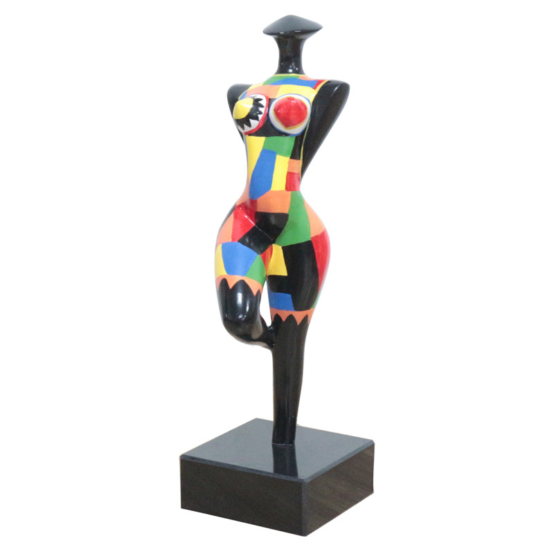 Statue silhouette femme debout avec formes multicolores H34 cm - SHAPE