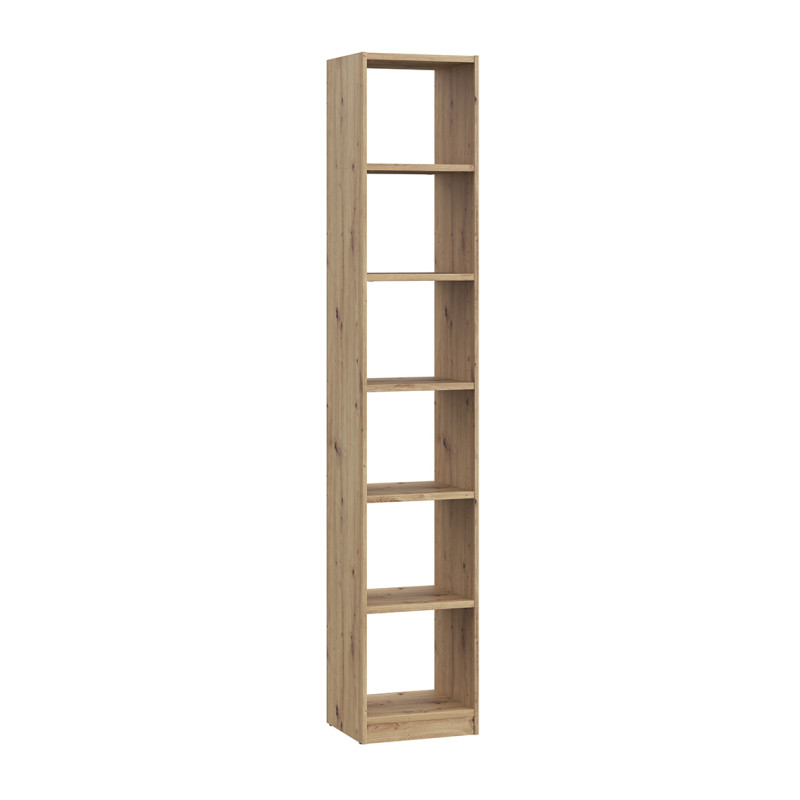 Etagère bibliothèque L.40 cm avec 5 tablettes décor chêne rustique - MARIE