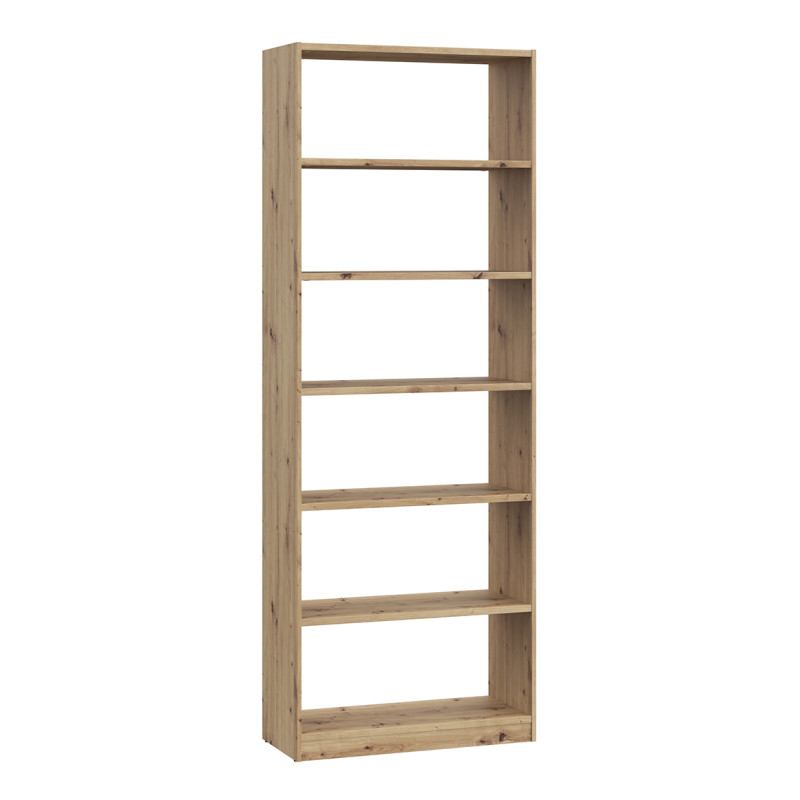 Etagère bibliothèque L.80 cm avec 5 tablettes décor chêne rustique - MARIE