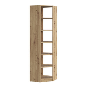 Etagère bibliothèque d'angle L.62 cm avec 5 tablettes décor chêne rustique - MARIE