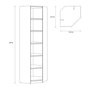 Etagère bibliothèque d'angle L.62 cm avec 5 tablettes décor chêne rustique - MARIE