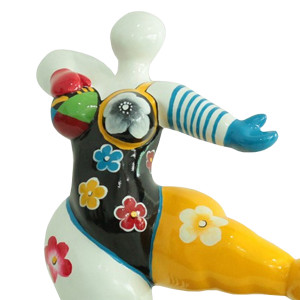 Statue femme dansant avec peinture multicolore H33 cm - LADY CRAZY