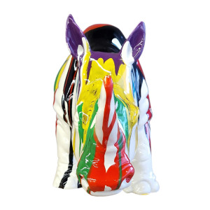 Statue rhinocéros avec coulures multicolores H24 cm - RHINO DRIPS 02