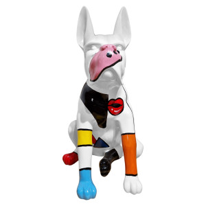 Statue chien boxer américain avec dessins abstraits H 70cm - MOLOSSE