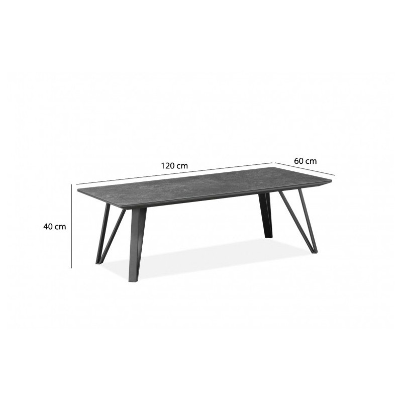 Table basse 120 cm gris anthracite plateau céramique - ONYX