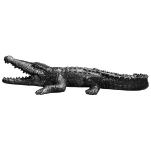 Statue crocodile avec gueule ouverte gris anthracite L69 cm - CROCO