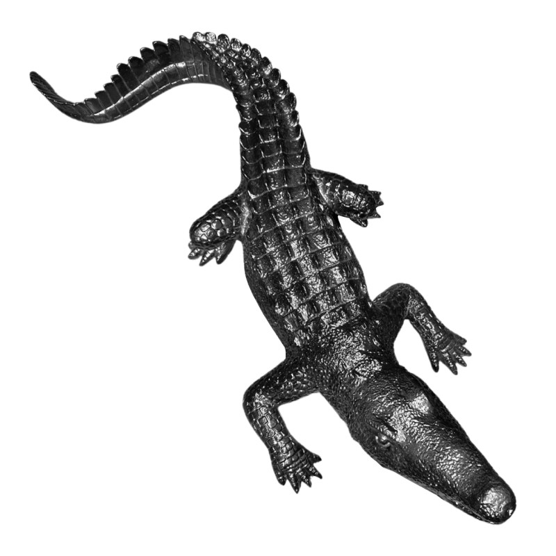 Statue crocodile avec gueule ouverte gris anthracite L69 cm - CROCO