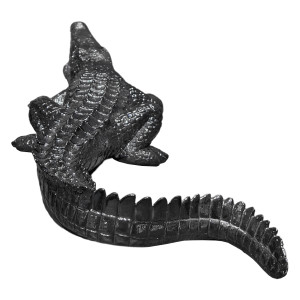 Statue crocodile avec gueule ouverte gris anthracite L69 cm - CROCO