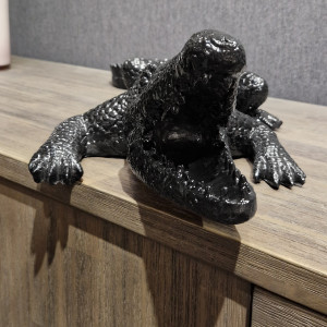 Statue crocodile avec gueule ouverte gris anthracite L69 cm - CROCO