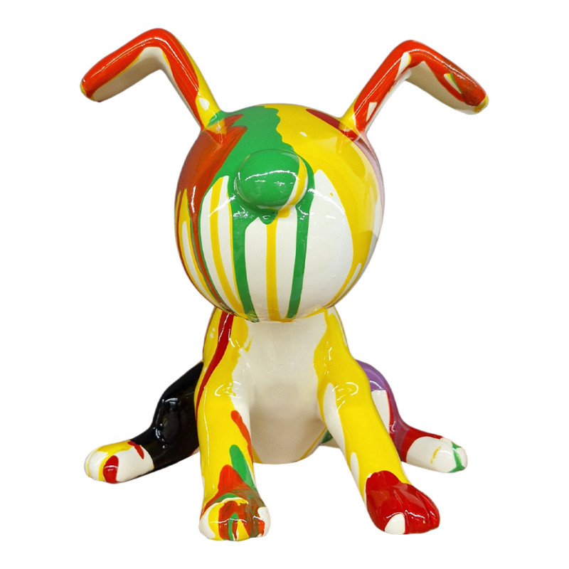 Statue chien assis avec coulures jaune et rouge H28 cm - SNOOP DRIPS