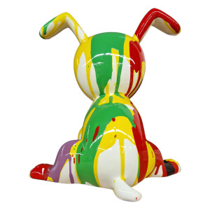 Statue chien assis avec coulures jaune et rouge H28 cm - SNOOP DRIPS