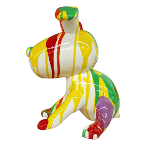 Statue chien assis avec coulures jaune et rouge H28 cm - SNOOP DRIPS