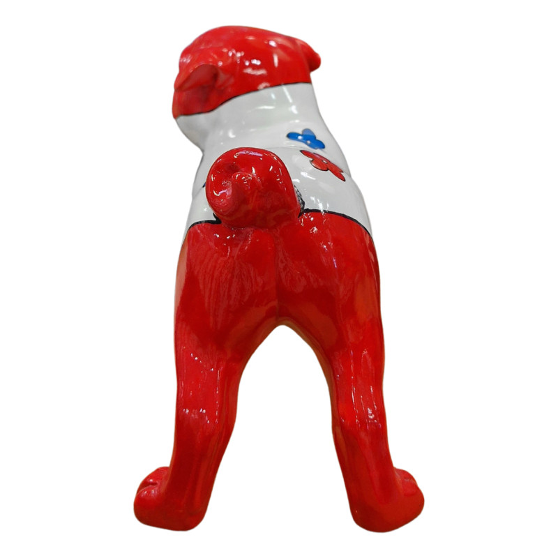 Statue chien carlin avec fleurs colorées H18 cm - CARL BLUME