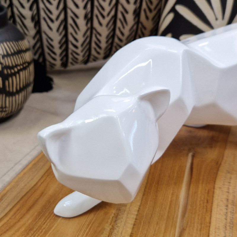 Sculpture chat blanc style cubique - WHITE CAT