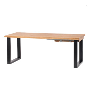 Table extensible plateau chêne massif et pieds noir L180/240 cm - DANY