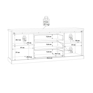 Buffet 214 cm 2 portes coulissantes 3 tiroirs décor chêne et noir mat - FARM