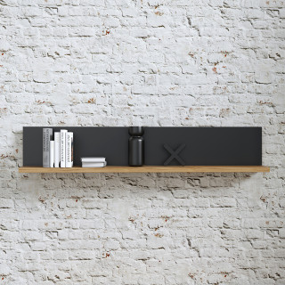 Etagère murale 160 cm décor chêne et noir mat - style industriel - FARM