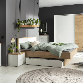 Tiroir pour lit décor blanc laqué avec 6 roulettes - VERONICA