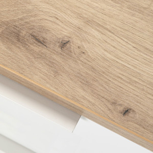 Table de chevet décor blanc laqué et chêne texturé - VERONICA
