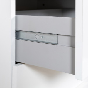 Commode 8 tiroirs décor blanc laqué et chêne texturé - VERONICA