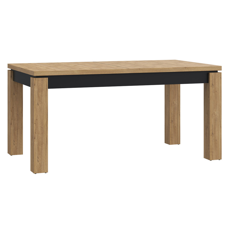 Table de repas extensible 160 à 206 cm 8 convives décor chêne et noir mat - FARM