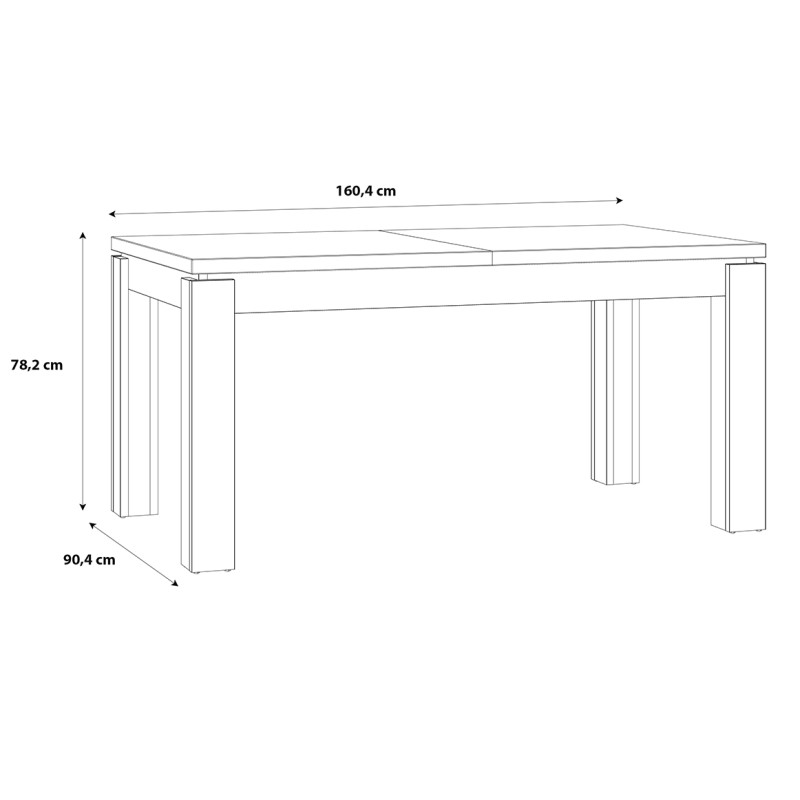 Table de repas extensible 160 à 206 cm 8 convives décor chêne et noir mat - FARM