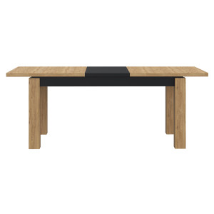 Table de repas extensible 160 à 206 cm 8 convives décor chêne et noir mat - FARM