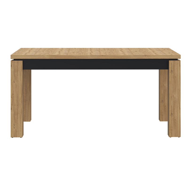 Table de repas extensible 160 à 206 cm 8 convives décor chêne et noir mat - FARM
