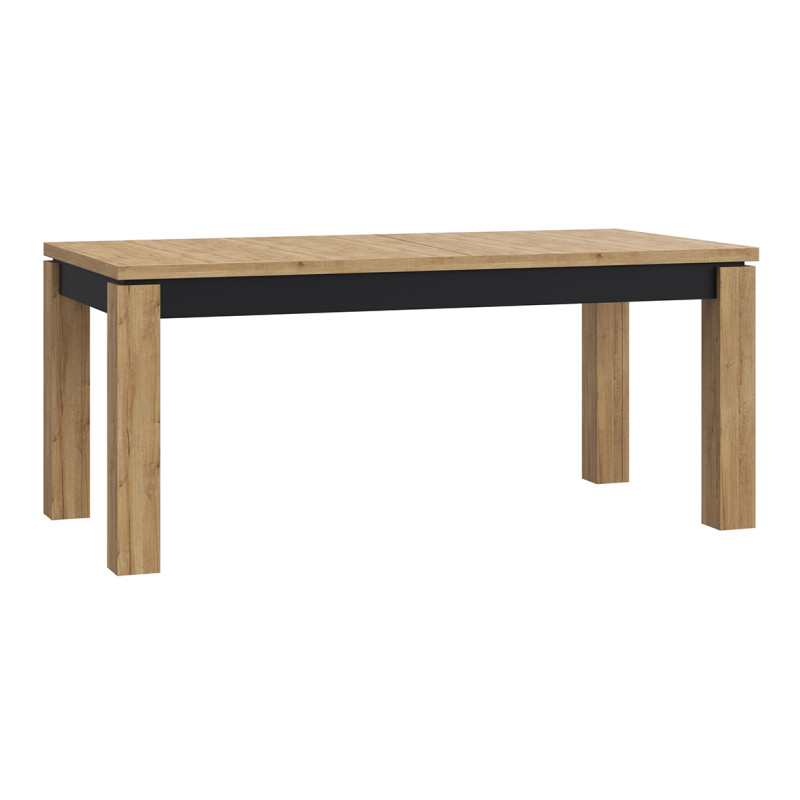 Table de repas extensible 180 à 226 cm 10 convives décor chêne et noir mat - FARM