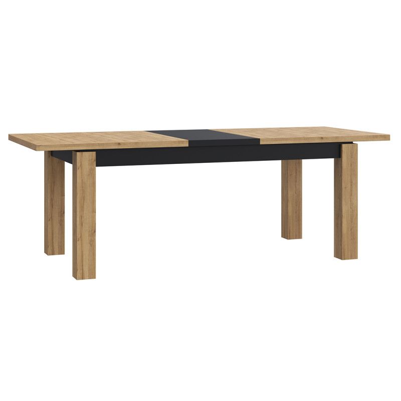 Table de repas extensible 180 à 226 cm 10 convives décor chêne et noir mat - FARM