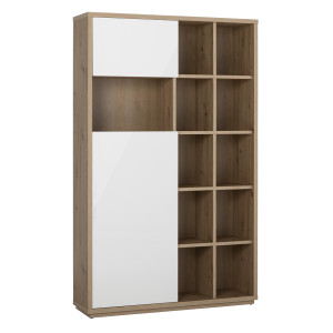 Bibliothèque H. 199 cm finition chêne texturé et blanc laqué - ETHEL