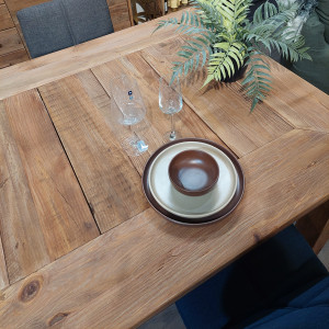 Table repas extensible 224 / 304 cm en bois de pin recyclé - CHALET