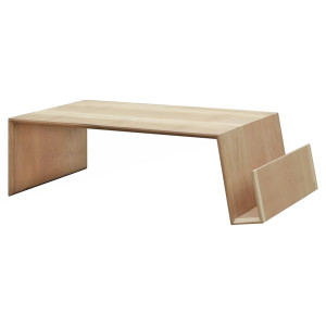 Table basse rectangulaire en bois clair avec porte magazines 119 x 35 x 60 cm - Naturel et Design - EKOS