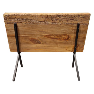 Porte magazines en pin recyclé avec piètement en métal noir 45 x 39 x 33 cm - Style montagnard - Collection Chalet