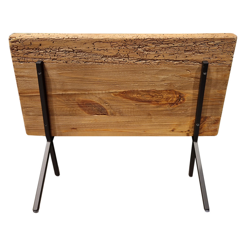 Porte magazines en pin recyclé avec piètement en métal noir 45 x 39 x 33 cm - Style montagnard - Collection Chalet