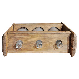 Décoration support en pin recyclé avec 3 vases en verre 39 x 13 x 25 cm - Style montagnard - Collection Chalet
