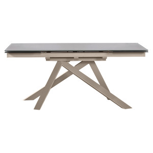 Table de repas extensible 160/240 cm taupe et verre trempé - CASSANDRA