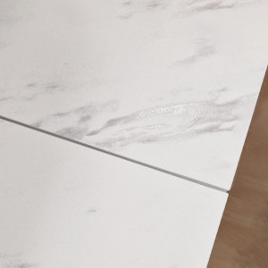 Table de repas extensible 130/170 cm céramique blanc marbré - LAUREL
