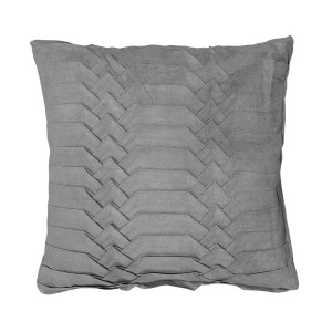 Lot de 2 coussins carrés 45 x 45 cm en tissu microfibre plié et géométrique gris foncé déhoussable - décoration salon - PANG